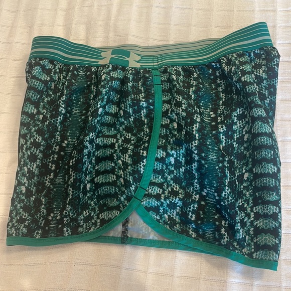 Under armor shorts athletic lined panties pocket teal green women size S small - Picture 4 of 8